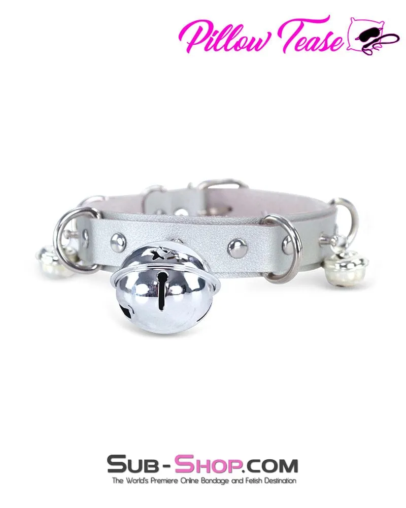 0836DL      Slave Pet Belled Silver Bondage Collar