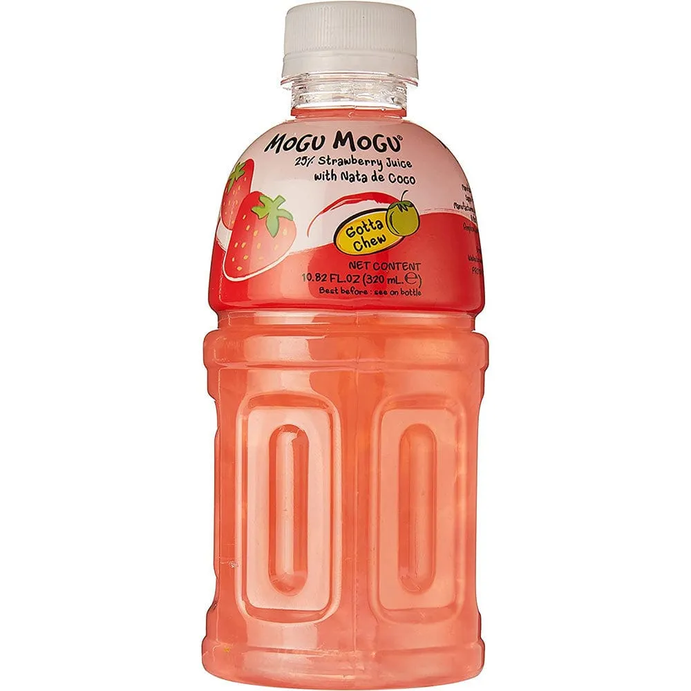 24x Mogu Mogu Drink Getränk mit Erdbeergeschmack und Nata de Coco 320ml