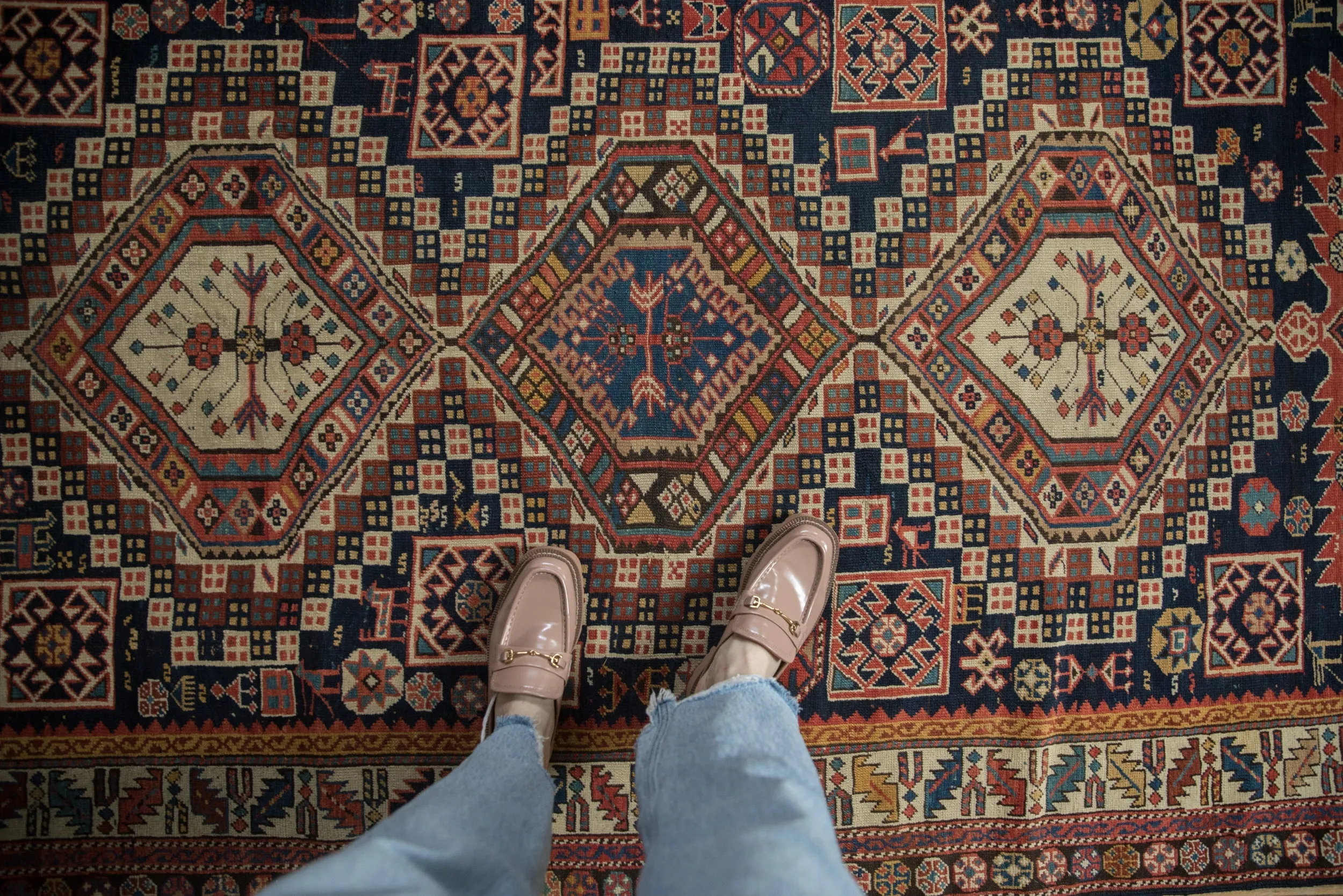 4.5x9 Antique Caucasian Rug Runner