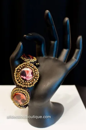 ADO | Boho Chic Bracelet with Leather Straps and Leopard Stones