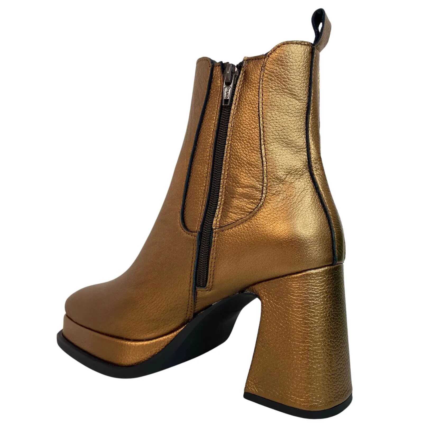 Alpe Gold Bronze Leather Platform Boots