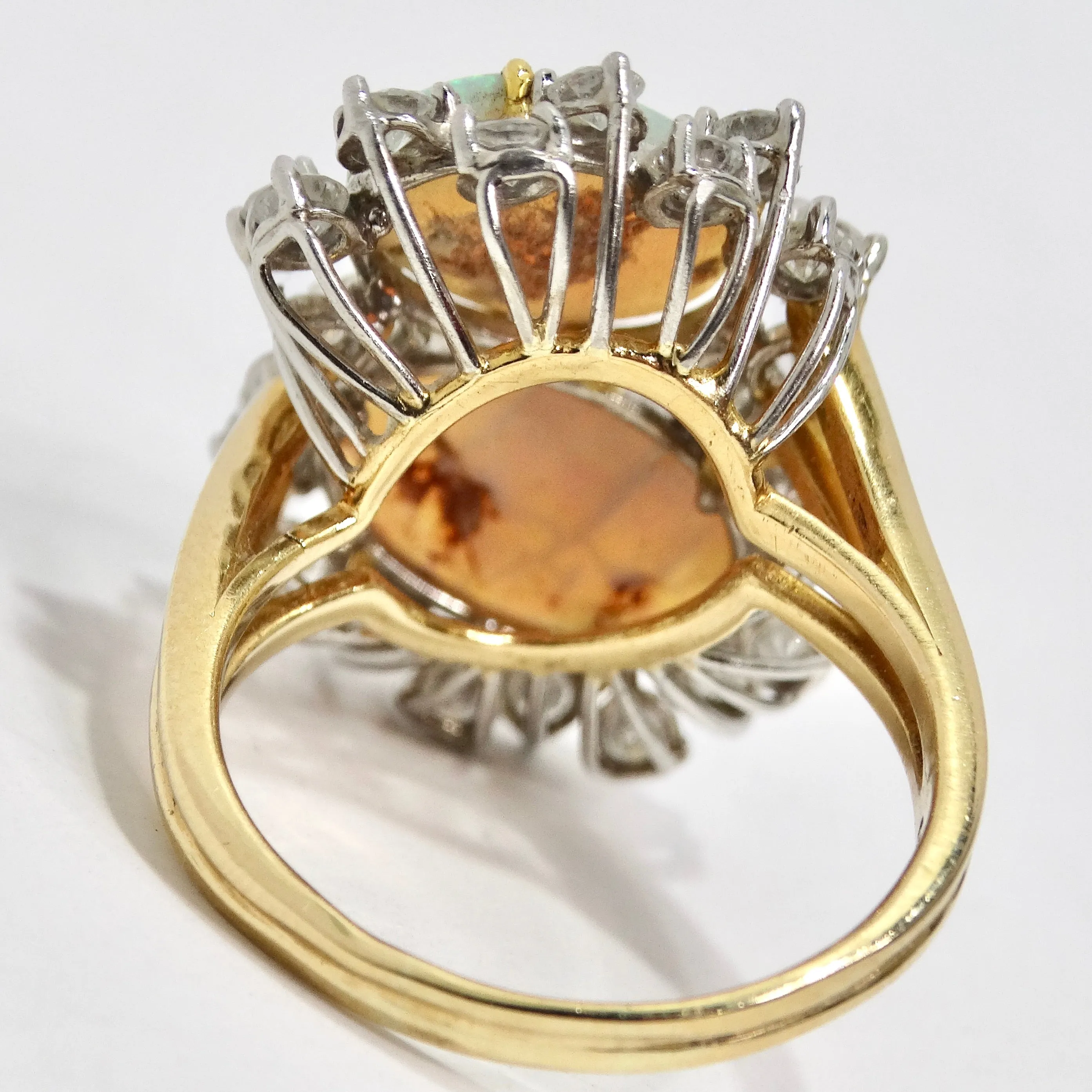 Australian Opal Sparkling Cocktail Diamond 18K Gold Ring