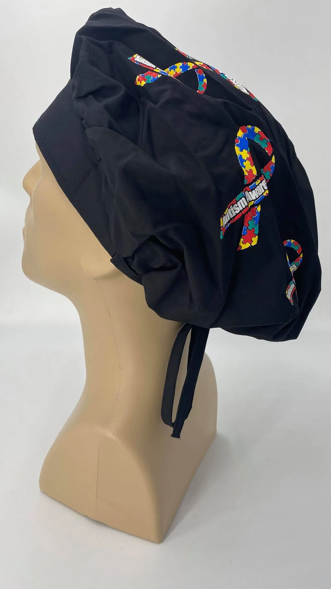 Autism Awareness Scrub Hat Medical Hair Bonnet Surgeon Head Cover Surgical Cap Nurse Bouffant Nursing Ponytail Holder Operating Room