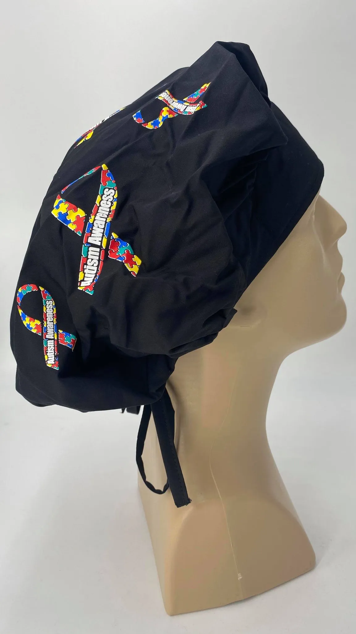 Autism Awareness Scrub Hat Medical Hair Bonnet Surgeon Head Cover Surgical Cap Nurse Bouffant Nursing Ponytail Holder Operating Room