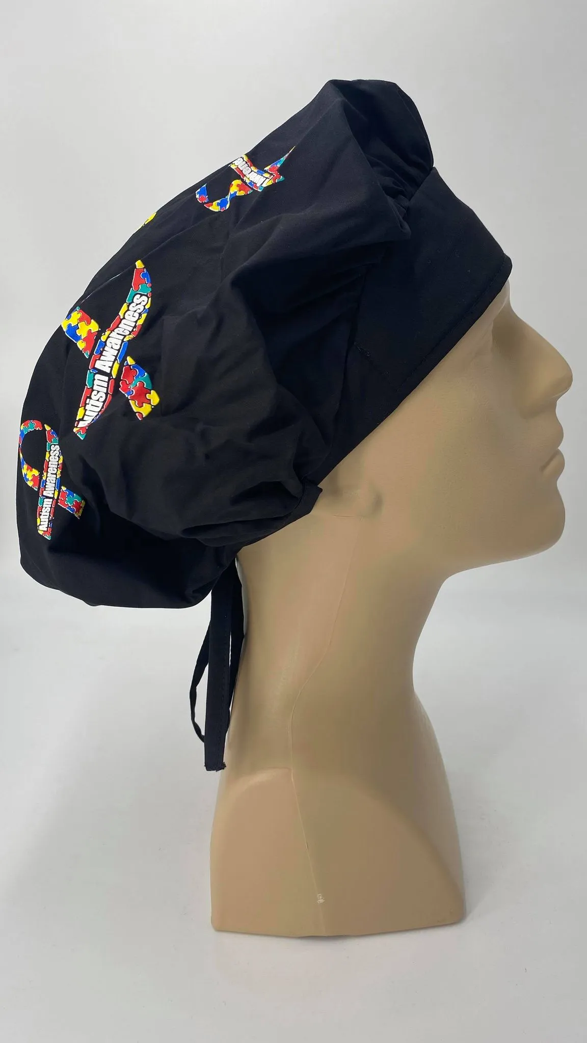 Autism Awareness Scrub Hat Medical Hair Bonnet Surgeon Head Cover Surgical Cap Nurse Bouffant Nursing Ponytail Holder Operating Room