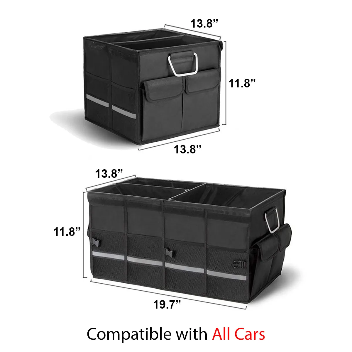 Big Trunk Organizer, Cargo Organizer SUV Trunk Storage Waterproof Collapsible Durable Multi Compartments FJ12994