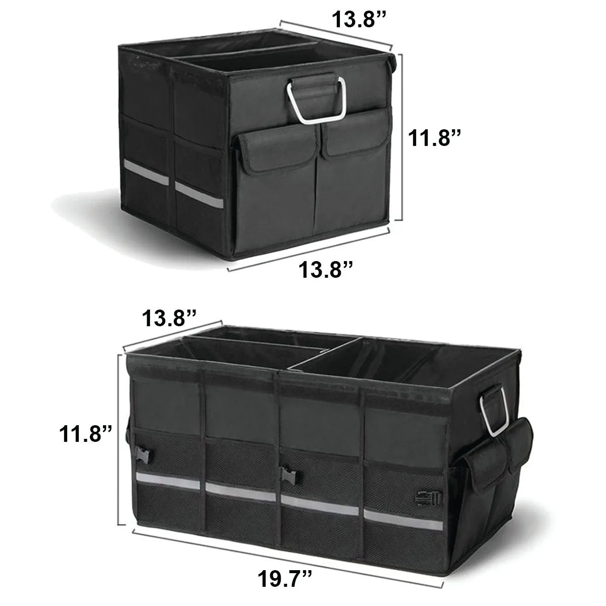 Big Trunk Organizer, Custom-Fit For Car, Cargo Organizer SUV Trunk Storage Waterproof Collapsible Durable Multi Compartments WaRL253