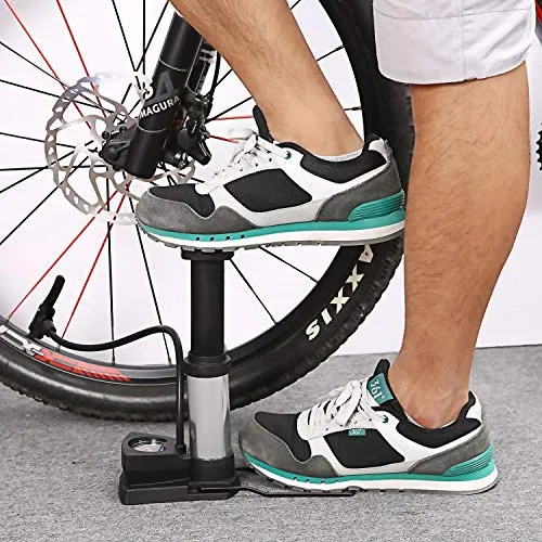 Birud® Aluminum Alloy Portable Floor Foot Activated Bicycle Air Pump 230 PSI