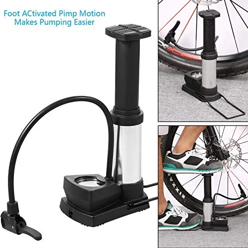 Birud® Aluminum Alloy Portable Floor Foot Activated Bicycle Air Pump 230 PSI