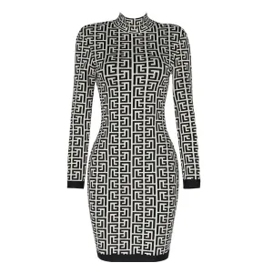 Bodycon Chic Geometric Jacquard Bandage Dress