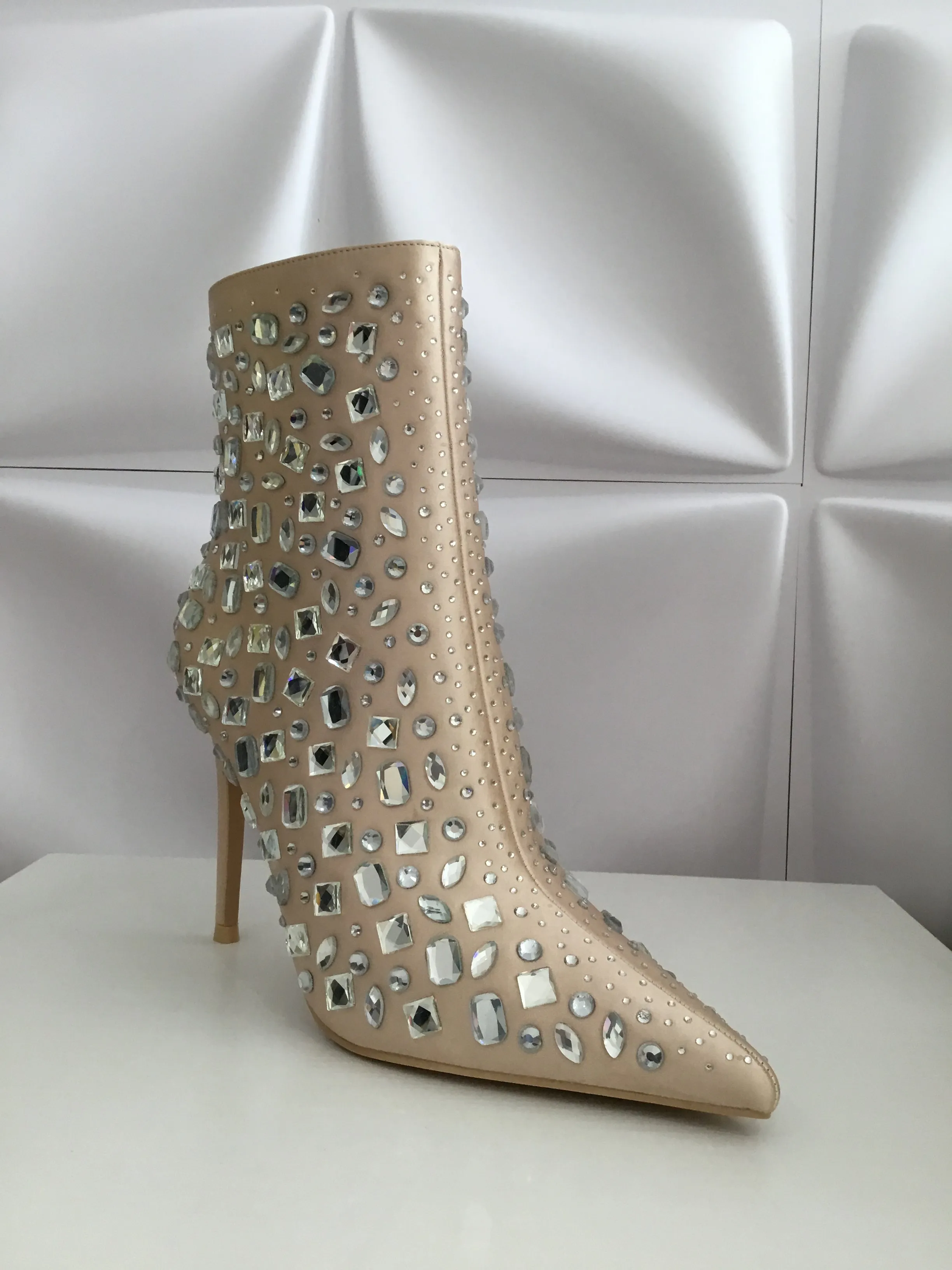 Champagne Crystal Heel Boot