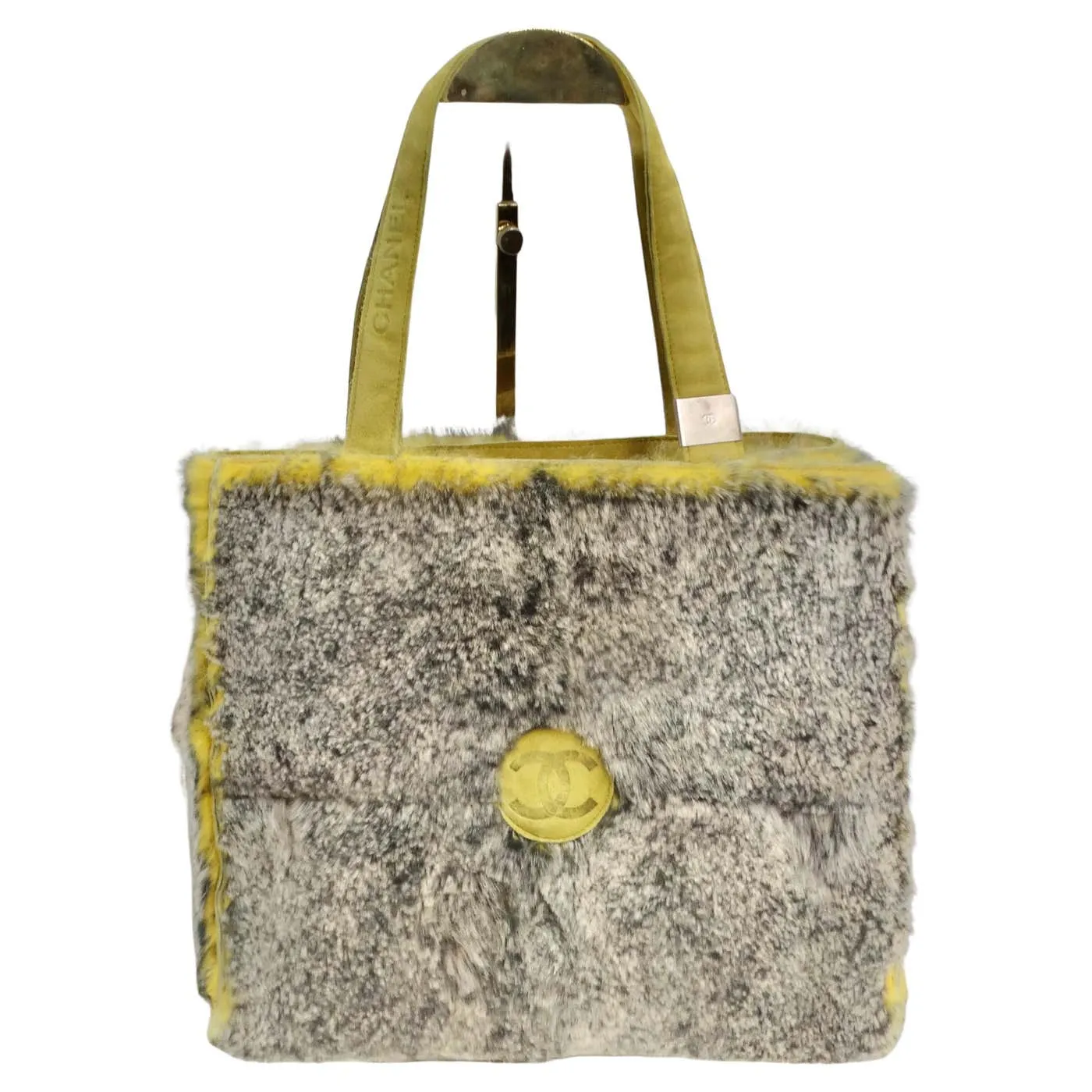 Chanel Yellow Orylag Fur Shoulder Bag