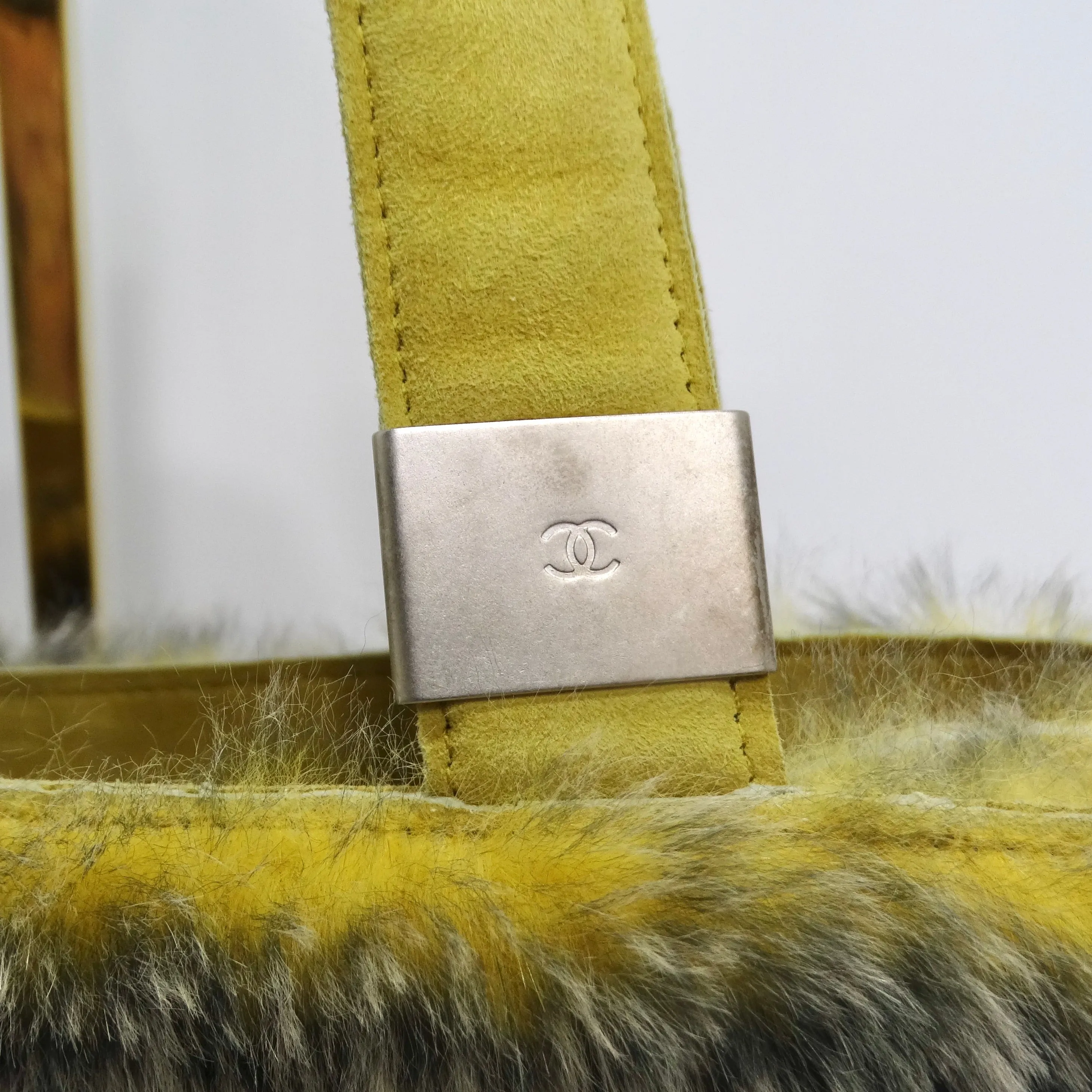 Chanel Yellow Orylag Fur Shoulder Bag