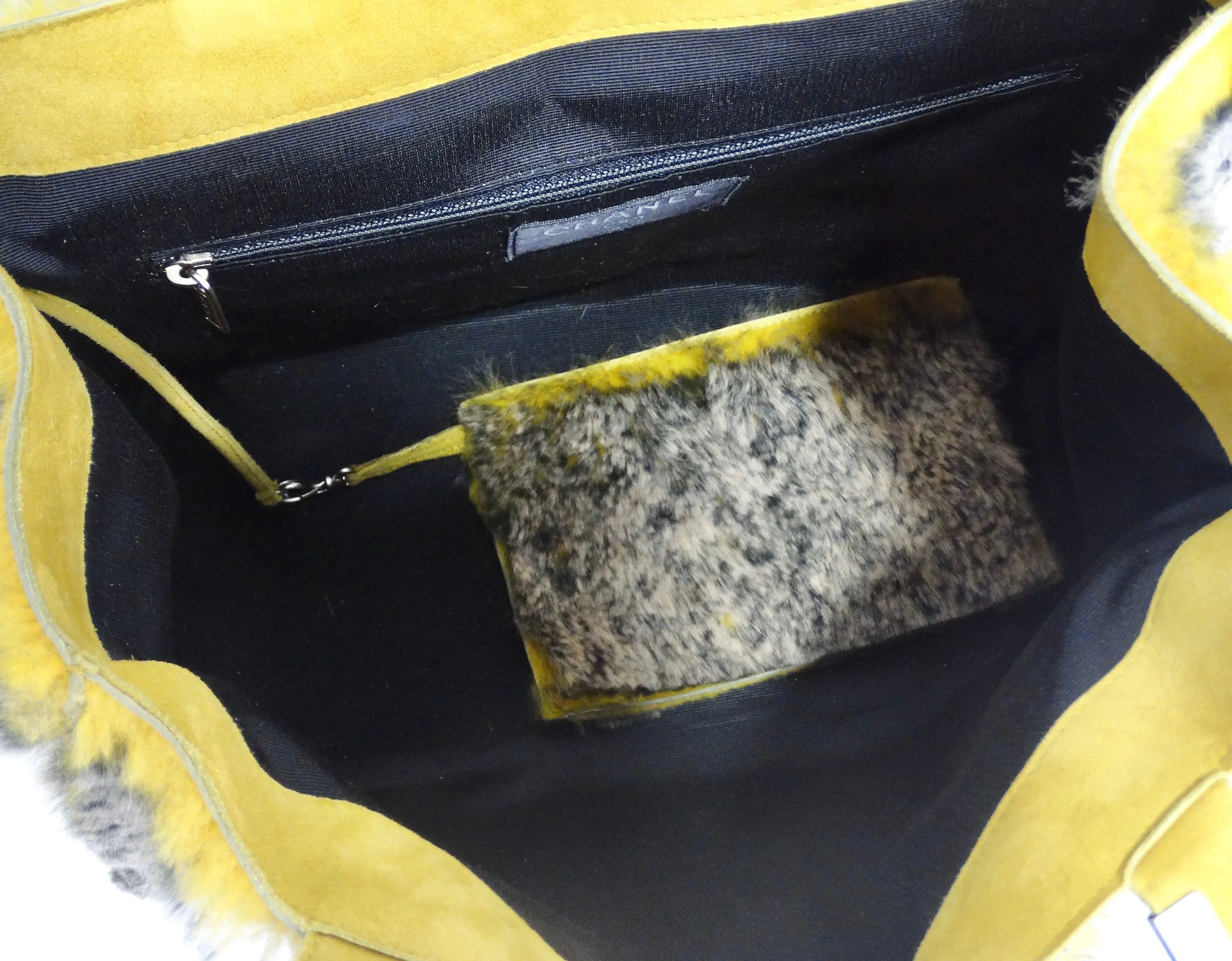 Chanel Yellow Orylag Fur Shoulder Bag