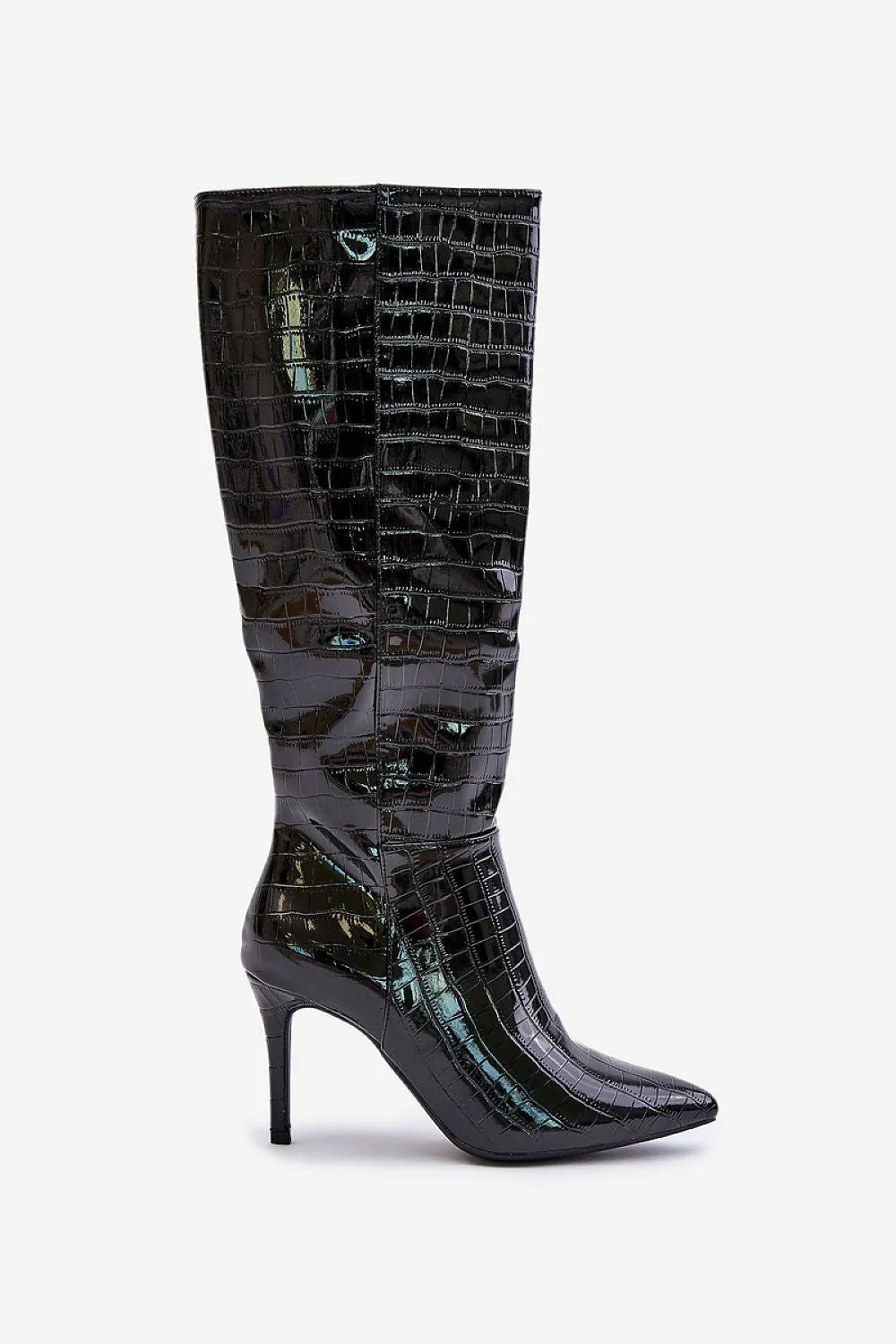 Chic Eco-Suede Knee-High Boots with Stiletto Heel & Leopard Print
