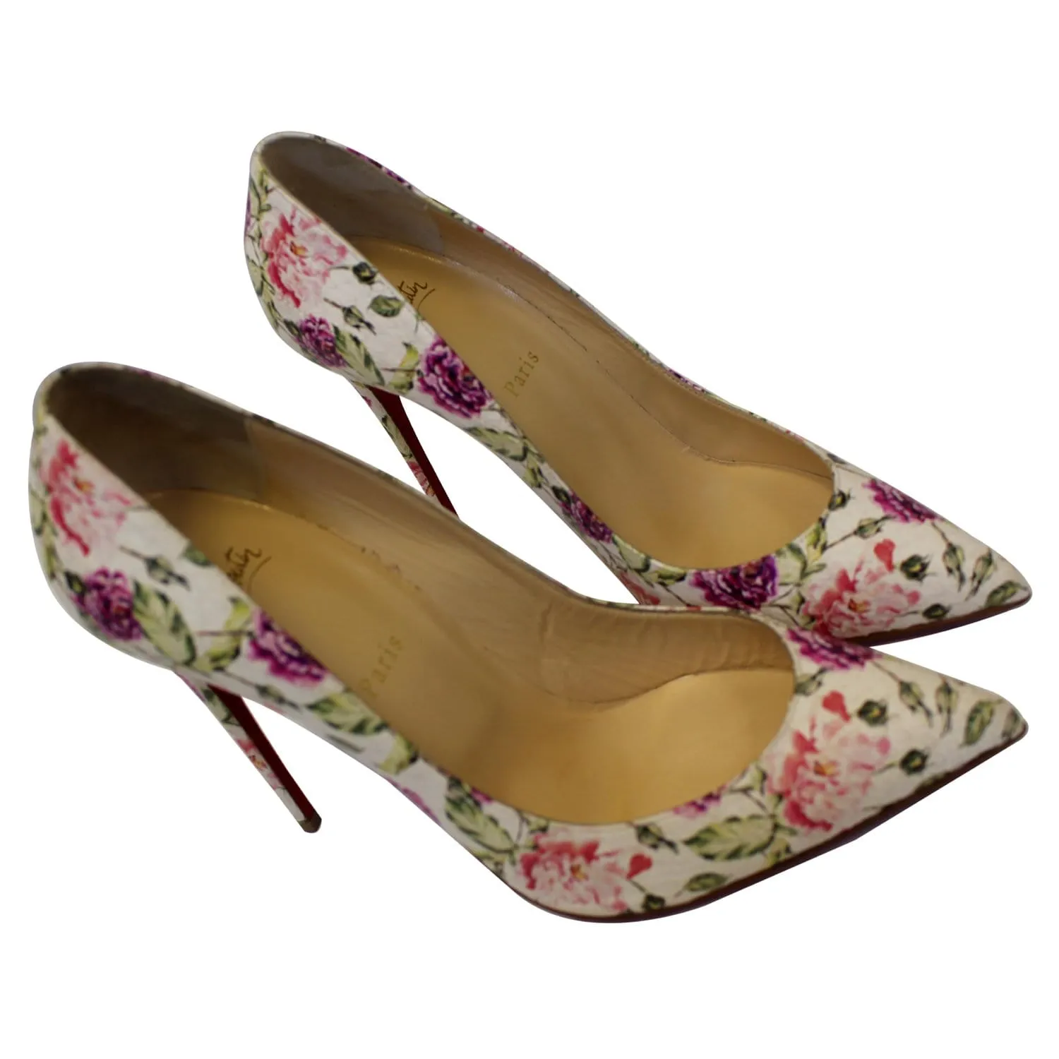 CHRISTIAN LOUBOUTIN Pigalle Follies Watersnake Floral Pumps US 11