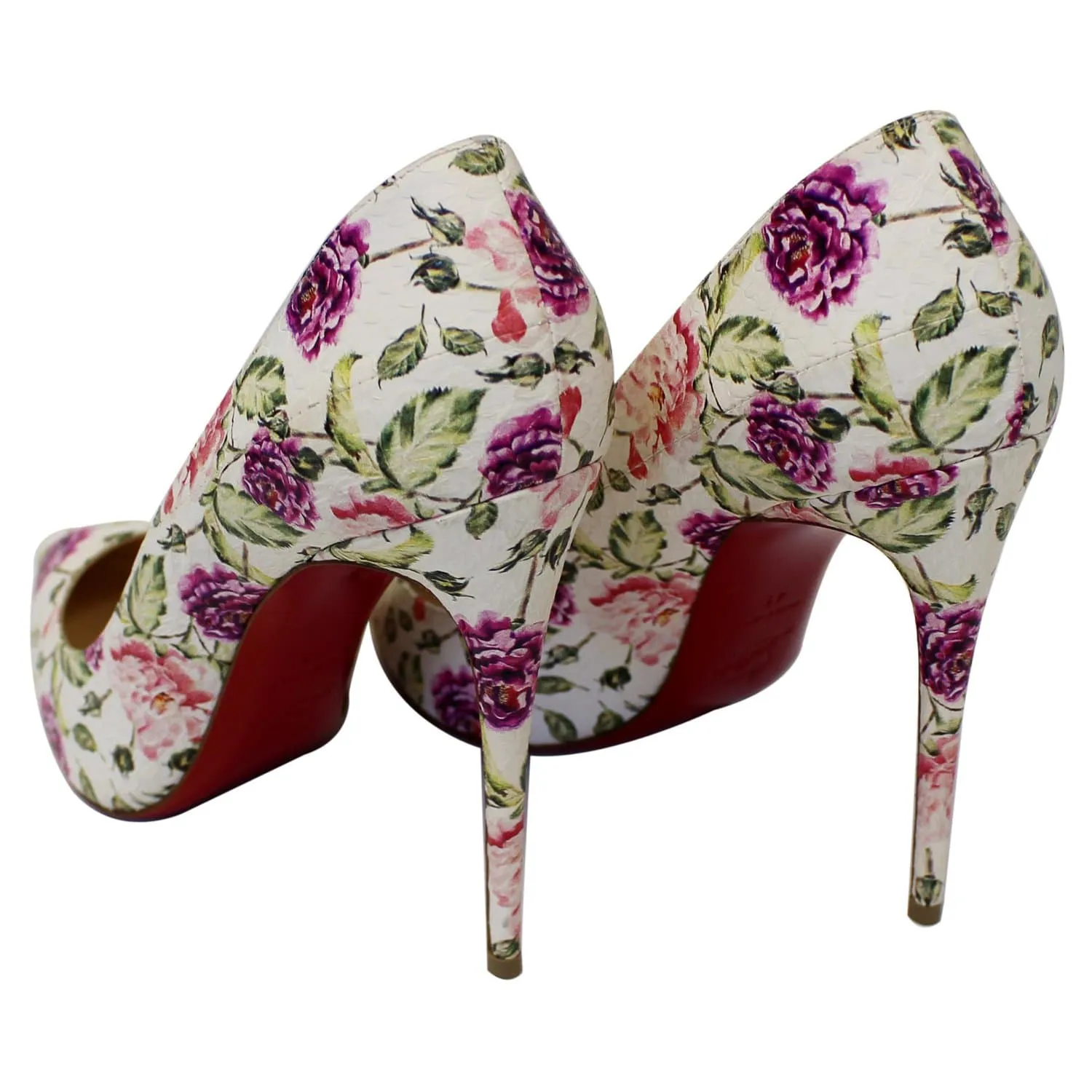 CHRISTIAN LOUBOUTIN Pigalle Follies Watersnake Floral Pumps US 11