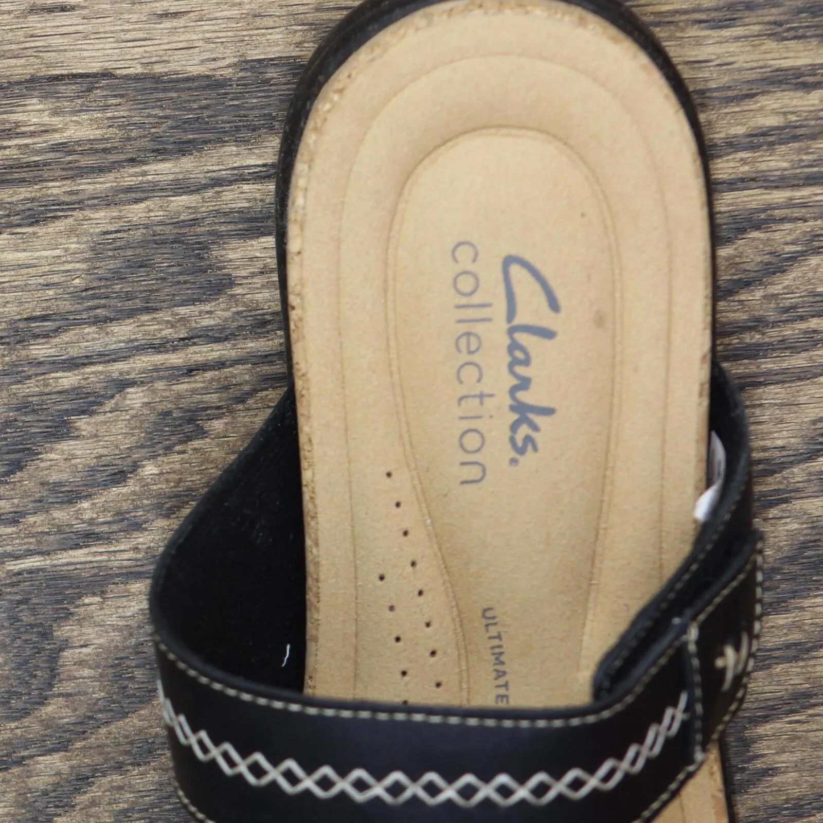 Clarks Women's Collection Roseville Bay Sandals Shoes Black Leather 9.5W