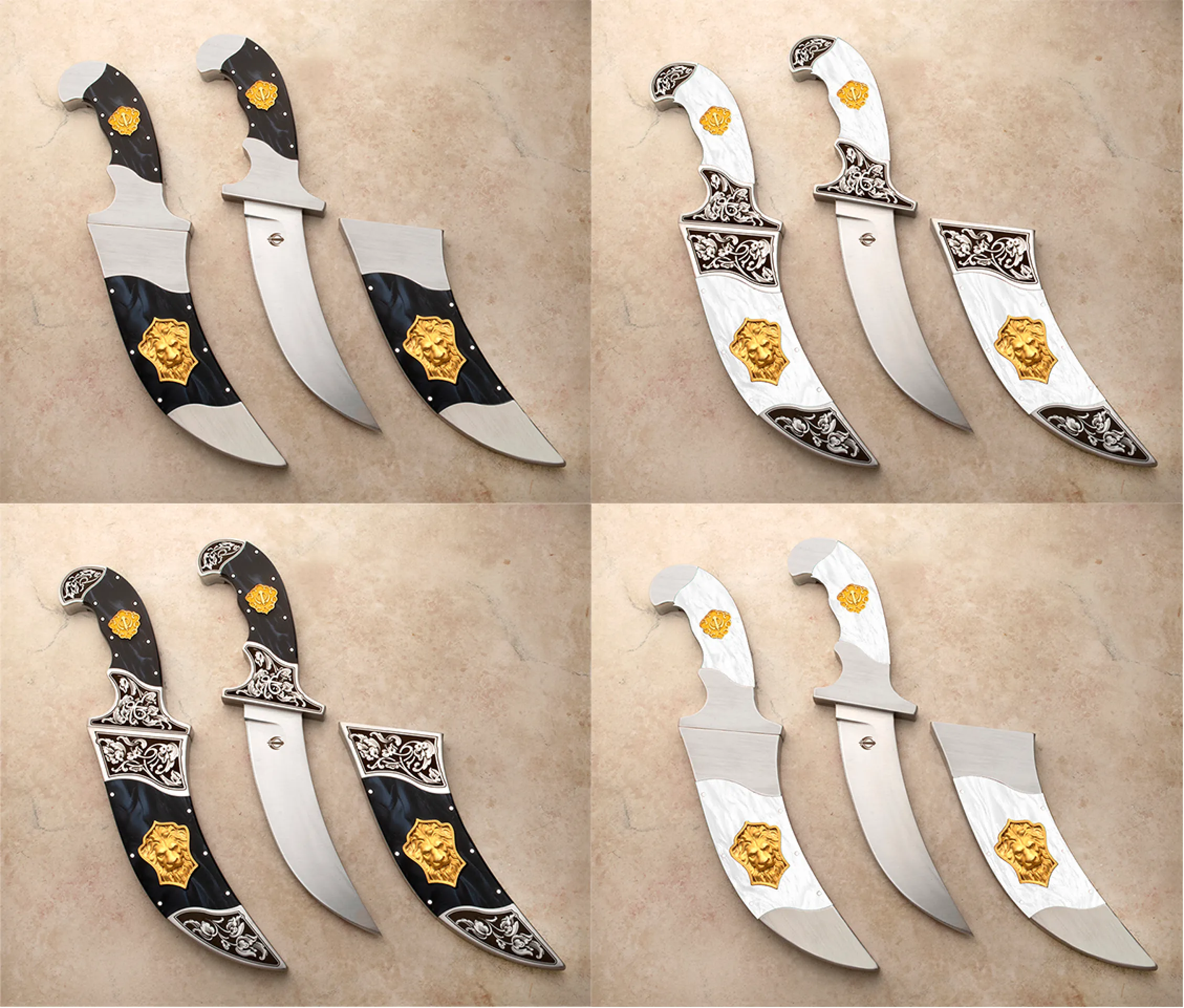 Compact Noble Lion Kirpans in exquisite midnight blue or white pearl Kirinite (durable resin)