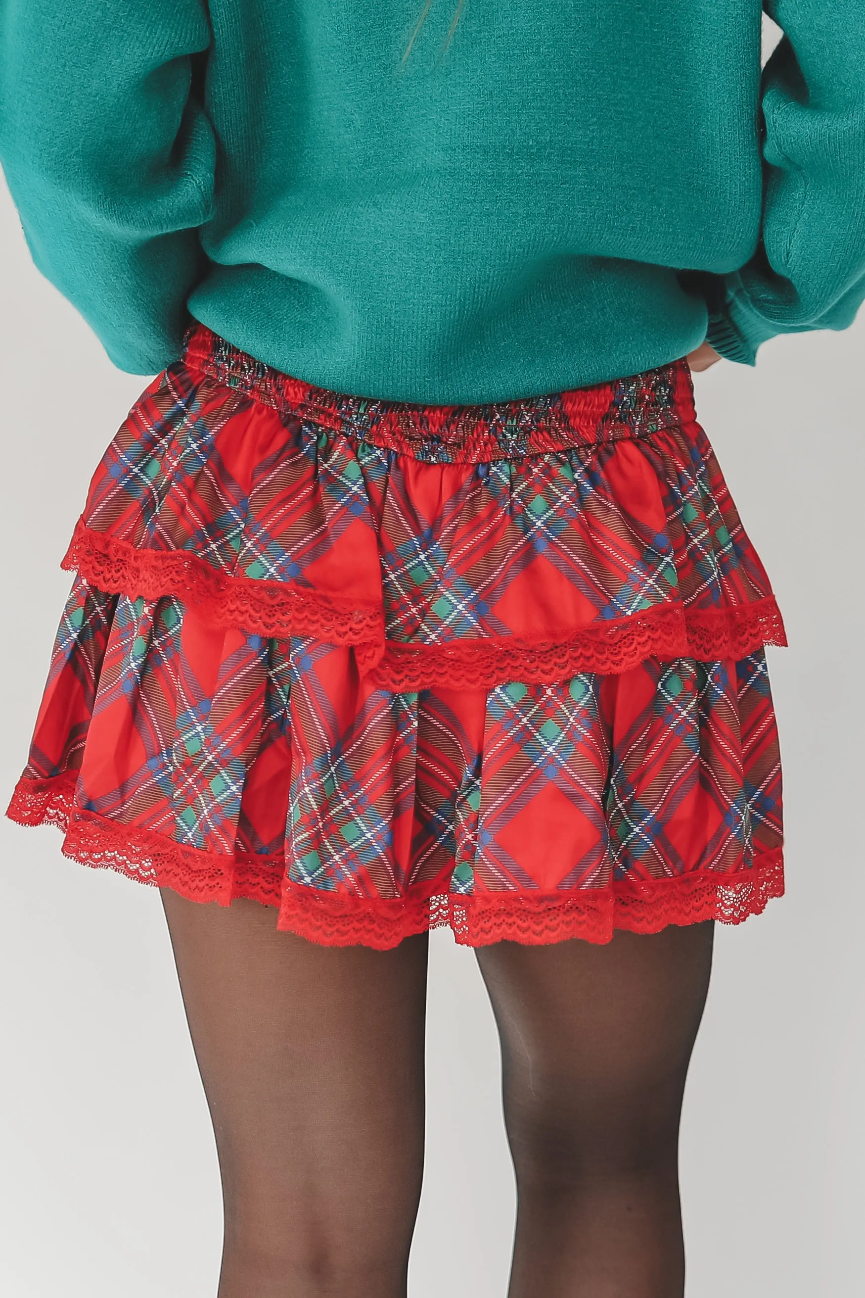 DEAL Ho Ho Ho To Go Holiday Plaid Mini Skort