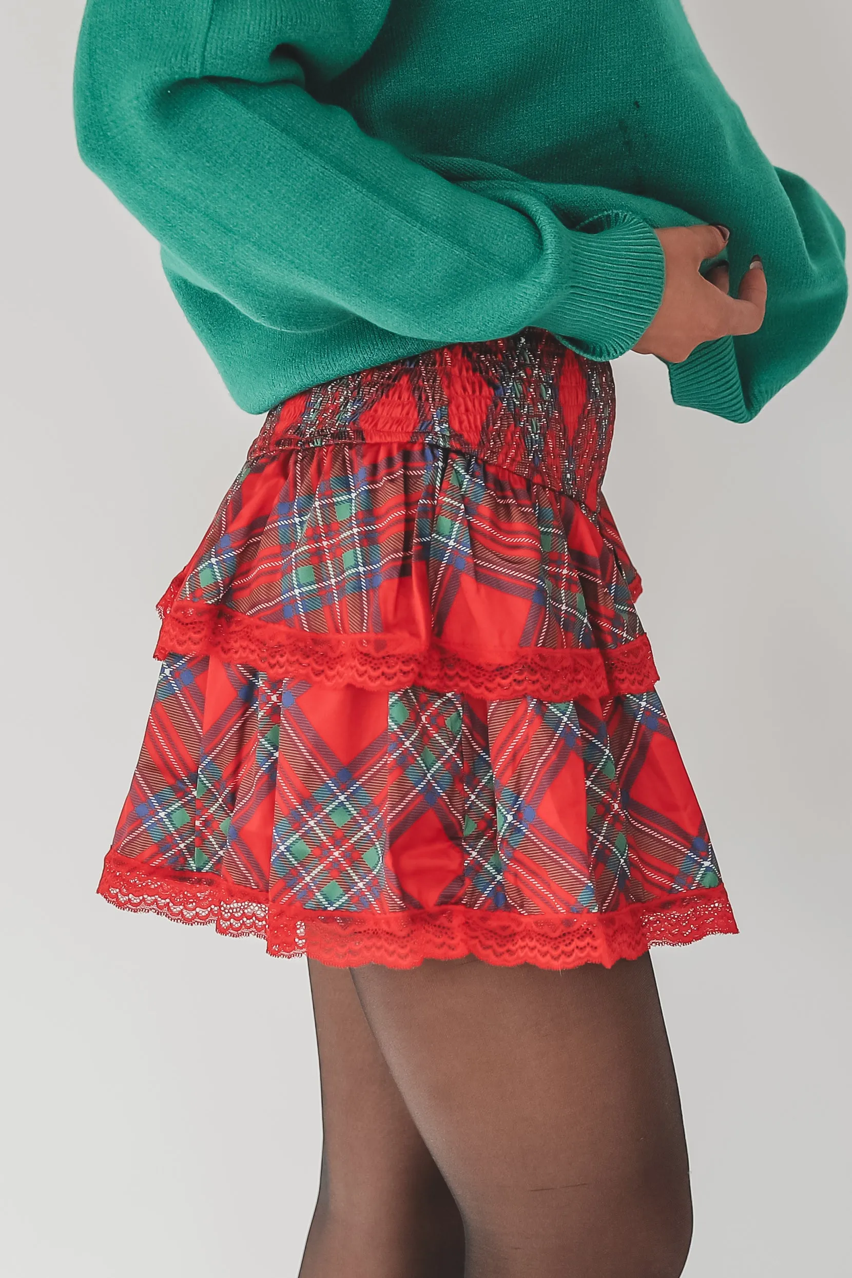 DEAL Ho Ho Ho To Go Holiday Plaid Mini Skort