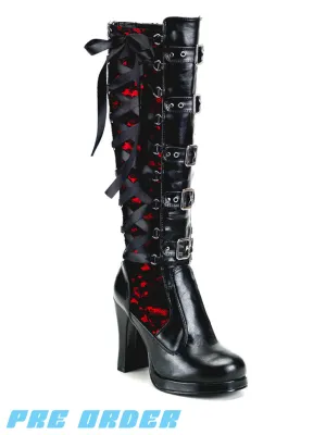 DEMONIA CRYPTO-106 - BLACK RED VEGAN LEATHER ✰ PRE ORDER ✰