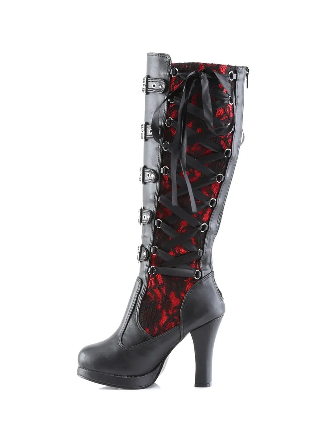 DEMONIA CRYPTO-106 - BLACK RED VEGAN LEATHER ✰ PRE ORDER ✰
