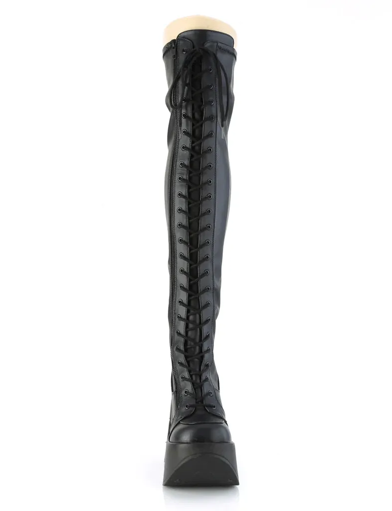 DEMONIA DYNAMITE-300 - BLACK STRETCH VEGAN LEATHER ✰ PRE ORDER ✰