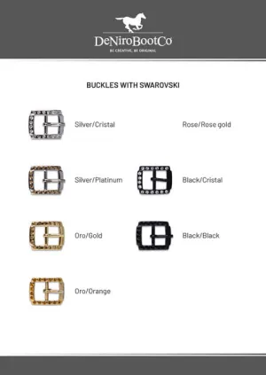 DeNiro Dressage or Jumper Boot Buckles , Hooks, Logo and Spur straps