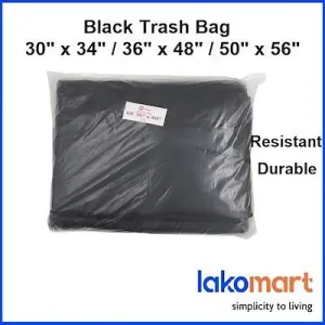 Durable Black Trash Bag Garbage Bag - 36inch x 48inch