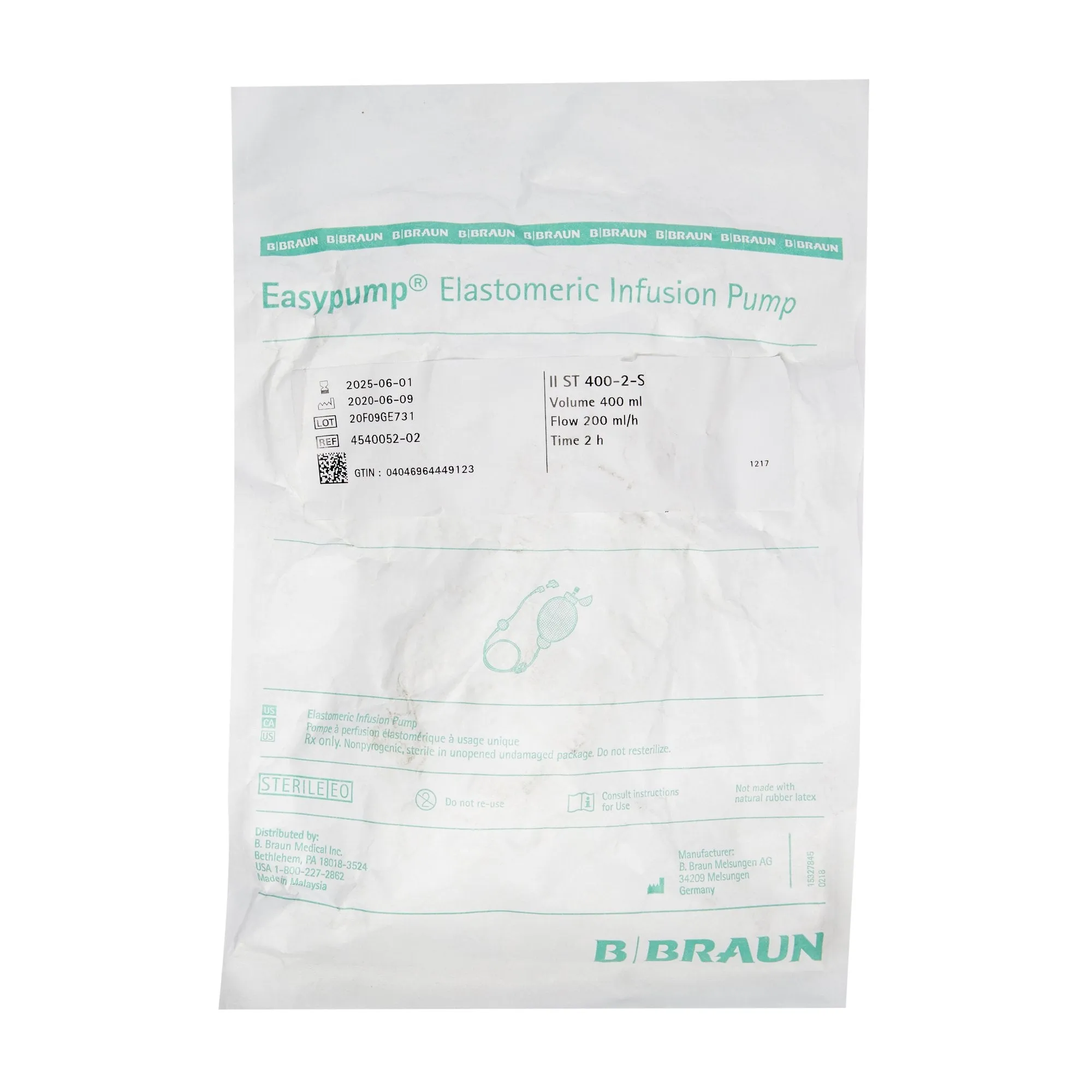 Elastomeric Pump Easypump Gravity Disposable 400 mL Capacity 400 mL Volume 200 mL / Hr. Flow Rate
