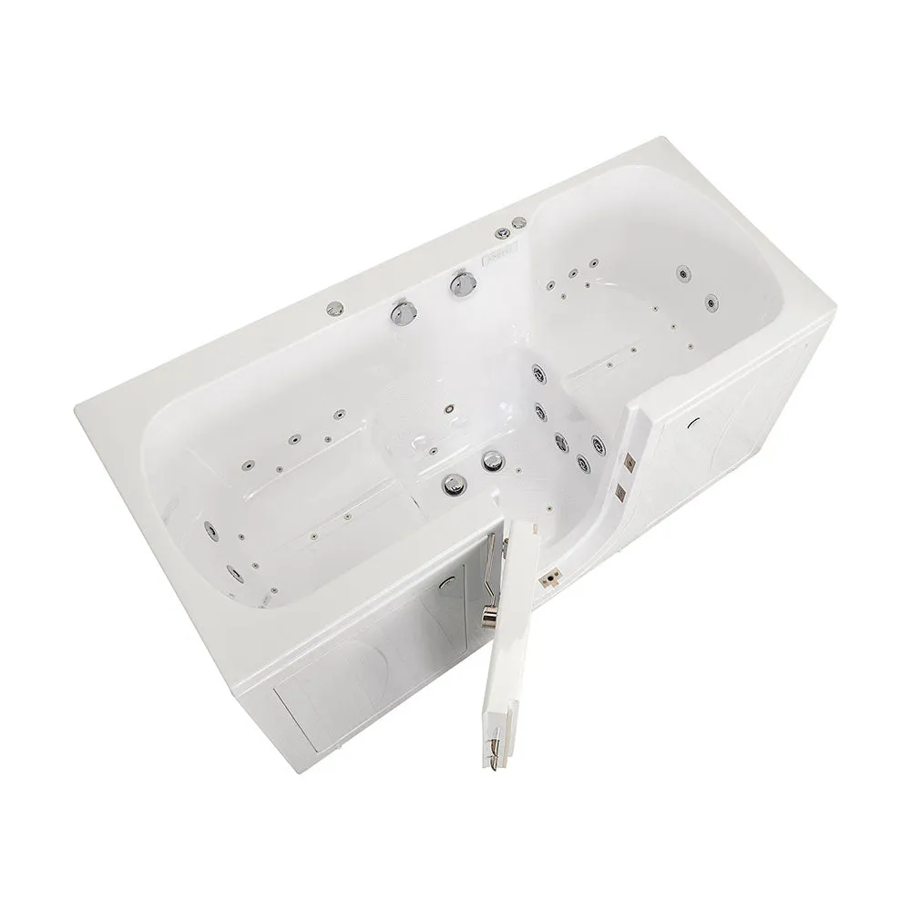 Ella Big4Two 36"x80" Hydro   Air Massage w/ Independent Foot Massage Acrylic Two Seat Walk-In-Bathtub, Left Outswing Door, Heated Seats, No Faucet, 2" Dual Drain