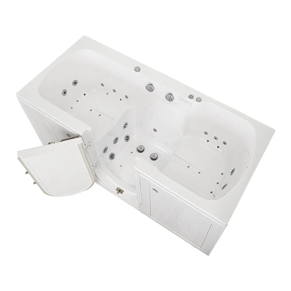 Ella Big4Two 36"x80" Hydro   Air Massage w/ Independent Foot Massage Acrylic Two Seat Walk-In-Bathtub, Left Outswing Door, Heated Seats, No Faucet, 2" Dual Drain