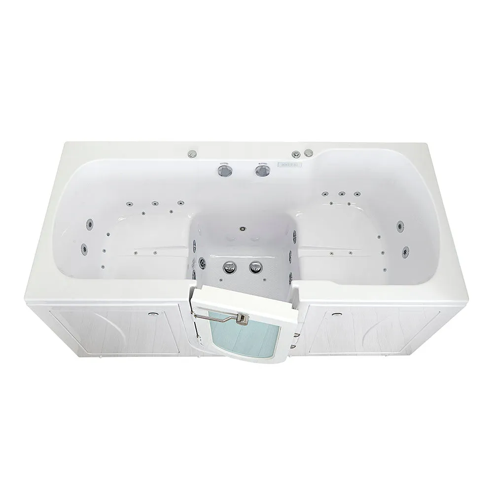 Ella Big4Two 36"x80" Hydro   Air Massage w/ Independent Foot Massage Acrylic Two Seat Walk-In-Bathtub, Left Outswing Door, Heated Seats, No Faucet, 2" Dual Drain