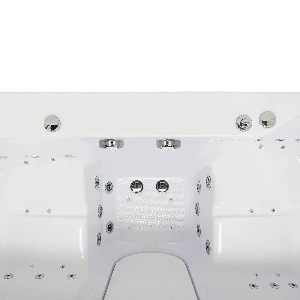 Ella Big4Two 36"x80" Hydro   Air Massage w/ Independent Foot Massage Acrylic Two Seat Walk-In-Bathtub, Left Outswing Door, Heated Seats, No Faucet, 2" Dual Drain