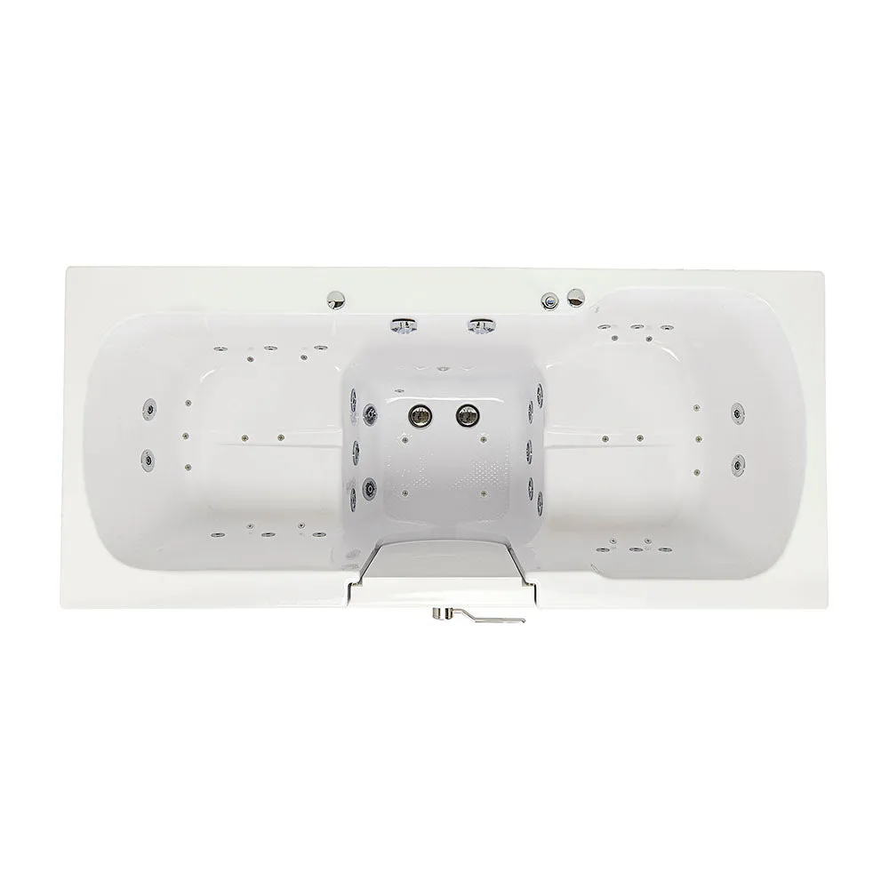 Ella Big4Two 36"x80" Hydro   Air Massage w/ Independent Foot Massage Acrylic Two Seat Walk-In-Bathtub, Right Outswing Door, No Faucet, 2" Dual Drain