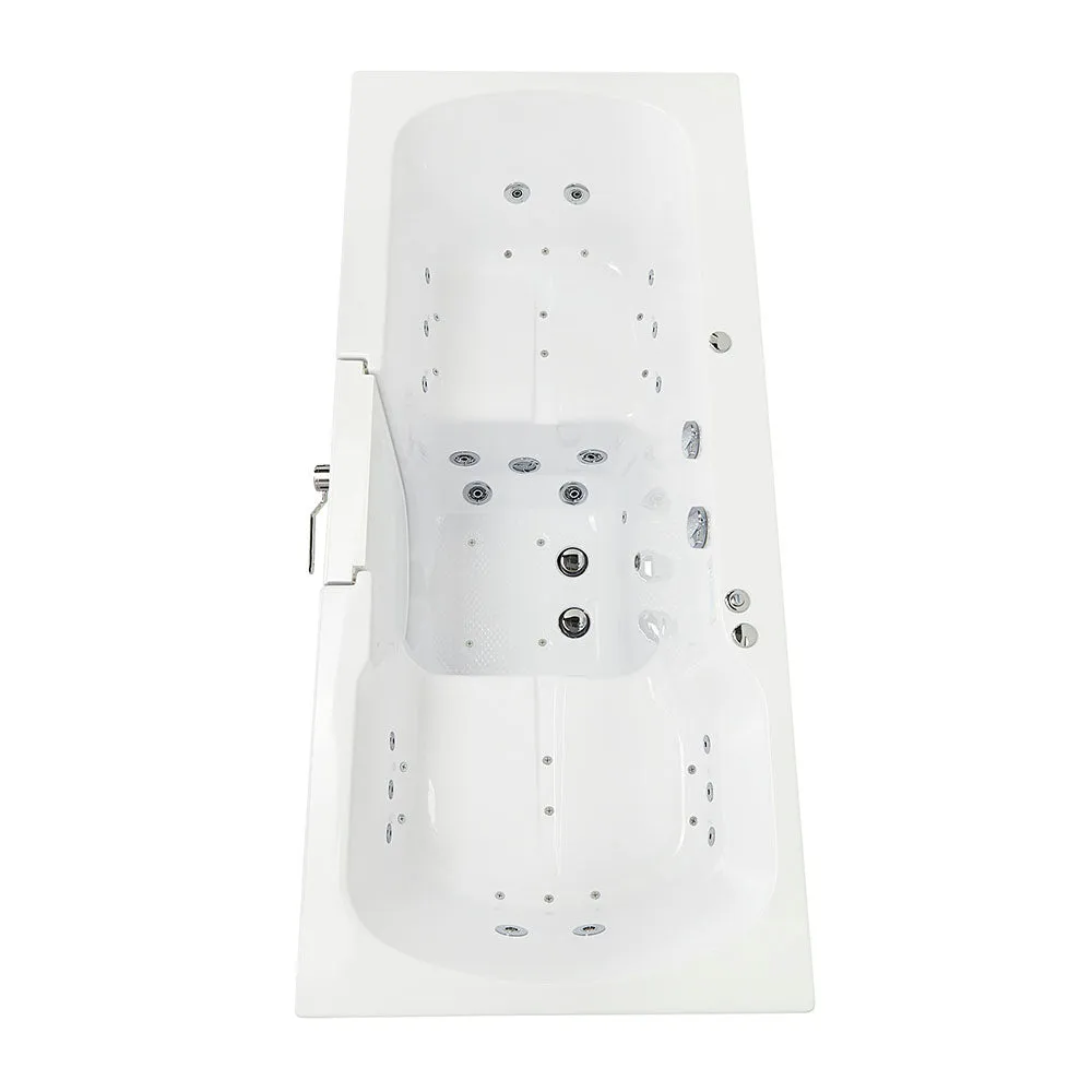Ella Big4Two 36"x80" Hydro   Air Massage w/ Independent Foot Massage Acrylic Two Seat Walk-In-Bathtub, Right Outswing Door, No Faucet, 2" Dual Drain