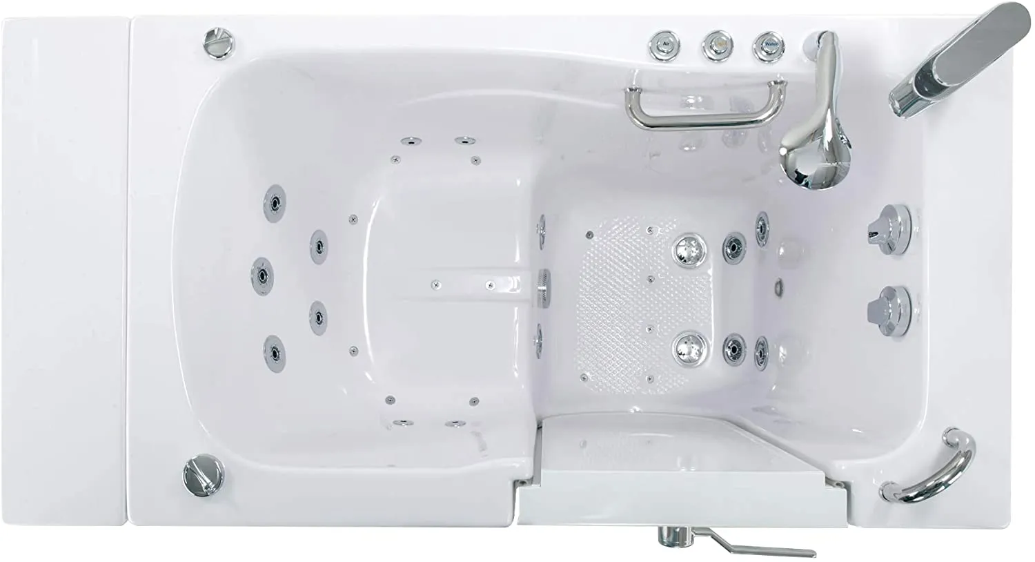 Ella Capri 30"x52" Acrylic Hydro Massage w/ Independent Foot Massage Walk-In Bathtub , Right Outward Swing Door, 5 Piece Fast Fill Faucet, 2" Dual Drain