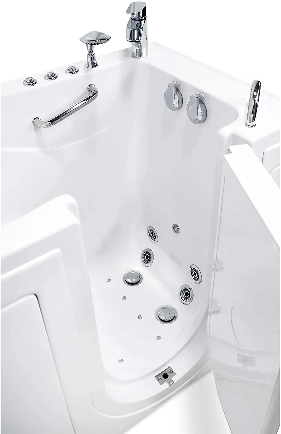 Ella Capri 30"x52" Acrylic Hydro Massage w/ Independent Foot Massage Walk-In Bathtub , Right Outward Swing Door, 5 Piece Fast Fill Faucet, 2" Dual Drain