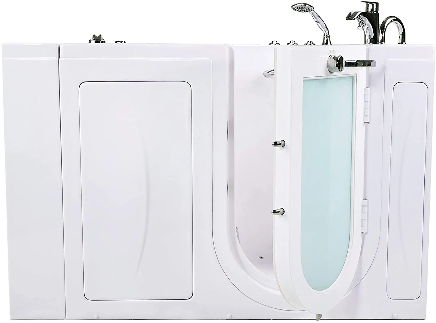 Ella Capri 30"x52" Acrylic Hydro Massage w/ Independent Foot Massage Walk-In Bathtub , Right Outward Swing Door, 5 Piece Fast Fill Faucet, 2" Dual Drain