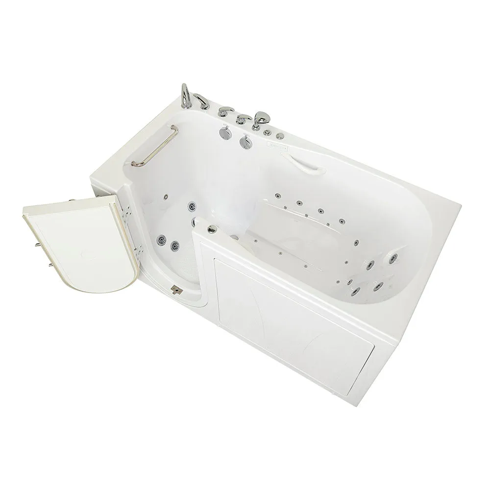 Ella Shak 36"x72" Acrylic Air and Hydro Massage w/ Independent Foot Massage Walk-In Bathtub , Left Outward Swing Door, 2" Dual Drain, Ella 5 Piece Fast Fill Faucet