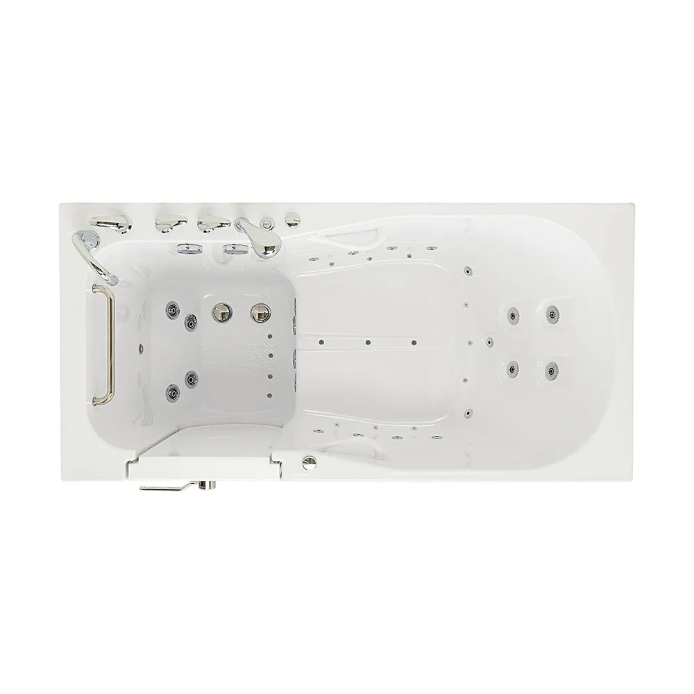 Ella Shak 36"x72" Acrylic Air and Hydro Massage w/ Independent Foot Massage Walk-In Bathtub , Left Outward Swing Door, 2" Dual Drain, Ella 5 Piece Fast Fill Faucet