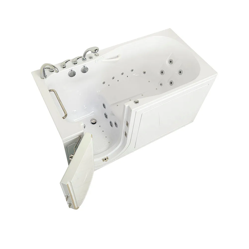 Ella Shak 36"x72" Acrylic Air and Hydro Massage w/ Independent Foot Massage Walk-In Bathtub , Left Outward Swing Door, 2" Dual Drain, Ella 5 Piece Fast Fill Faucet
