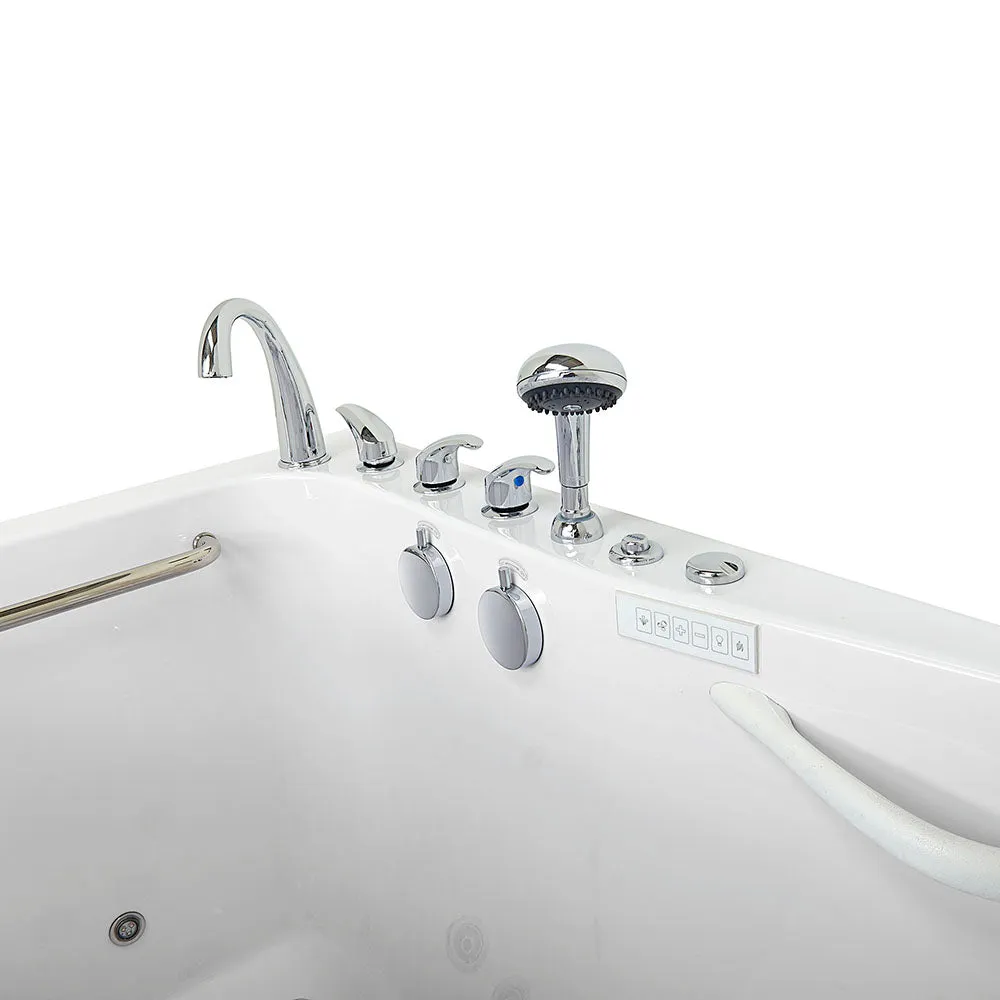 Ella Shak 36"x72" Acrylic Air and Hydro Massage w/ Independent Foot Massage Walk-In Bathtub , Left Outward Swing Door, 2" Dual Drain, Ella 5 Piece Fast Fill Faucet