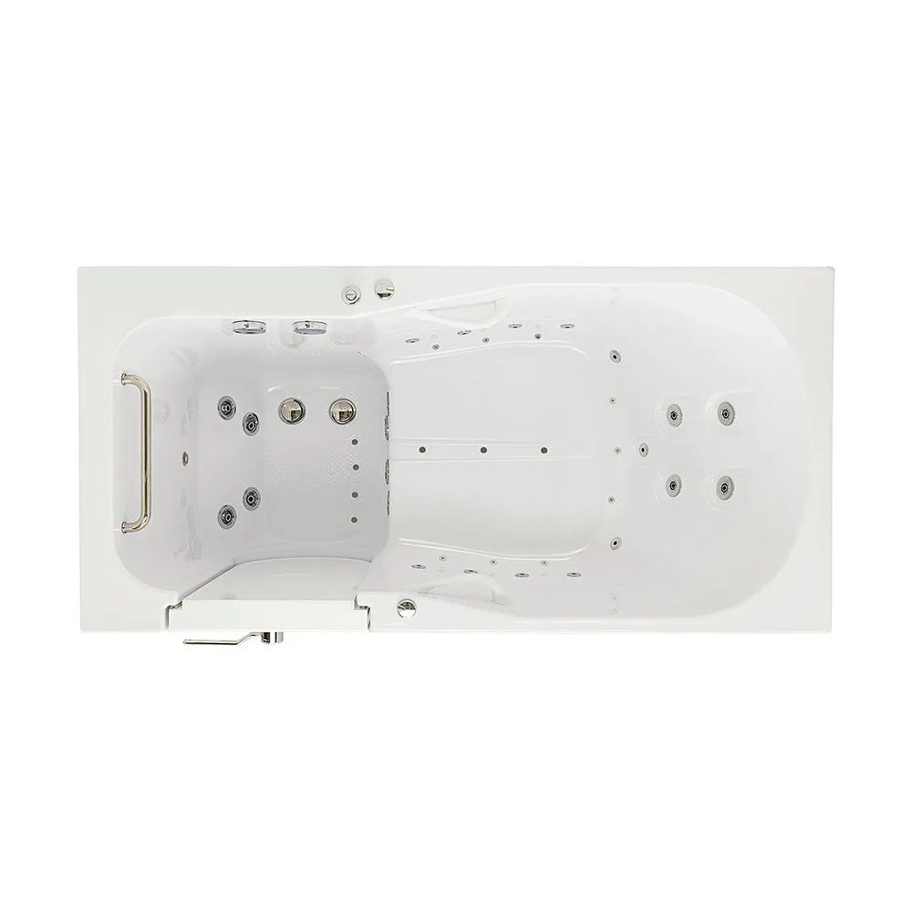 Ella Shak 36"x72" Acrylic Air and Hydro Massage w/ Independent Foot Massage Walk-In Bathtub , Left Outward Swing Door, 2" Dual Drain, Heated Seat and Backrest
