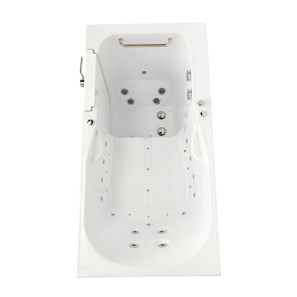 Ella Shak 36"x72" Acrylic Air and Hydro Massage w/ Independent Foot Massage Walk-In Bathtub , Left Outward Swing Door, 2" Dual Drain, Heated Seat and Backrest