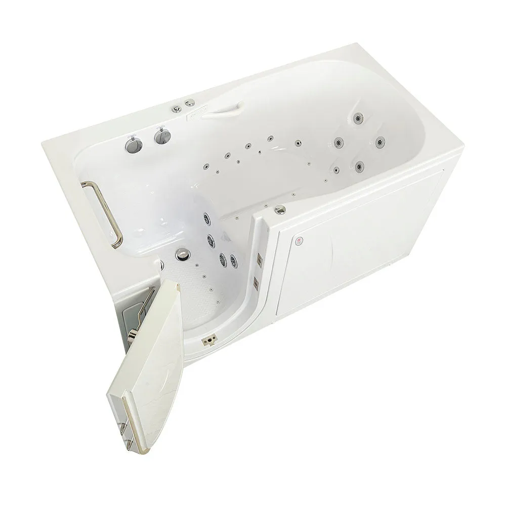 Ella Shak 36"x72" Acrylic Air and Hydro Massage w/ Independent Foot Massage Walk-In Bathtub , Left Outward Swing Door, 2" Dual Drain, Heated Seat and Backrest