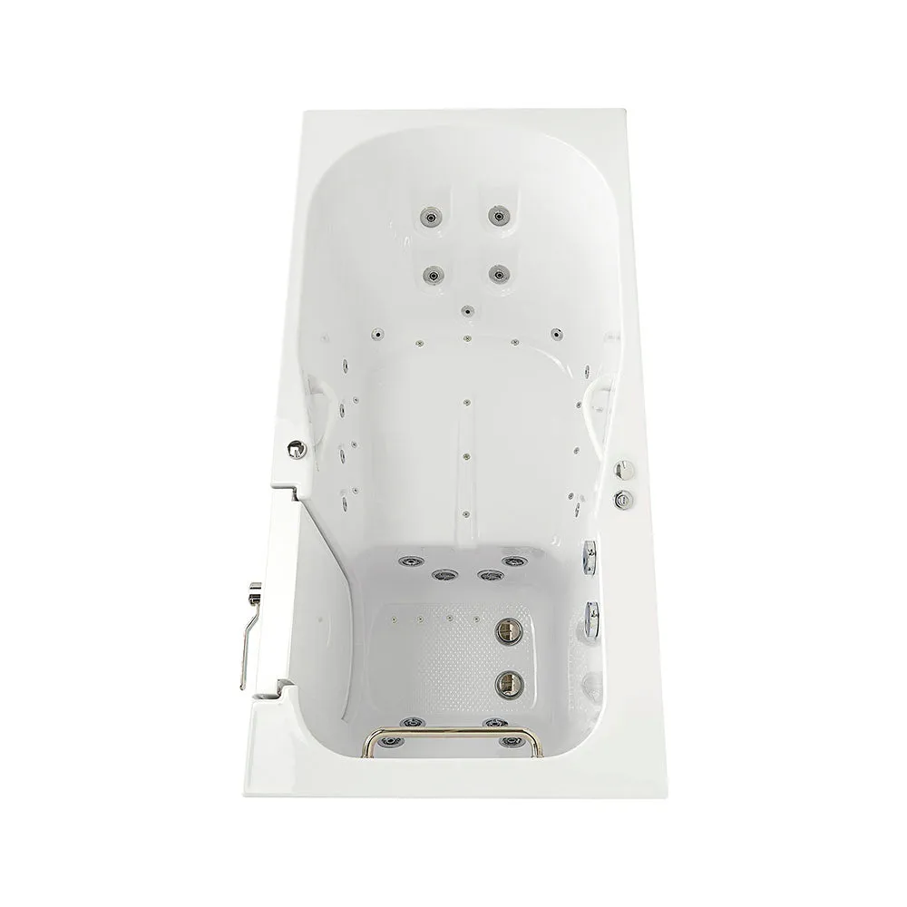 Ella Shak 36"x72" Acrylic Air and Hydro Massage w/ Independent Foot Massage Walk-In Bathtub , Left Outward Swing Door, 2" Dual Drain, Heated Seat and Backrest