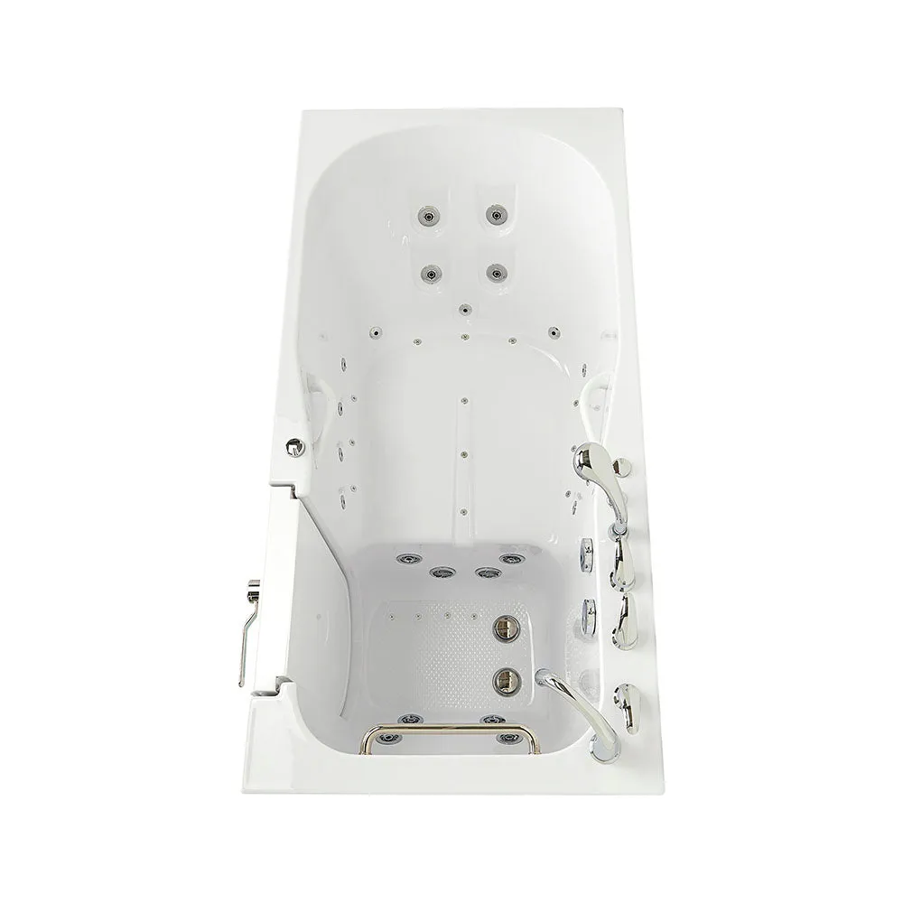 Ella Shak 36"x72" Acrylic Air and Hydro Massage w/ Independent Foot Massage Walk-In Bathtub , Right Outward Swing Door, 2" Dual Drain, Ella 5 Piece Fast Fill Faucet, Heated Seat and Backrest