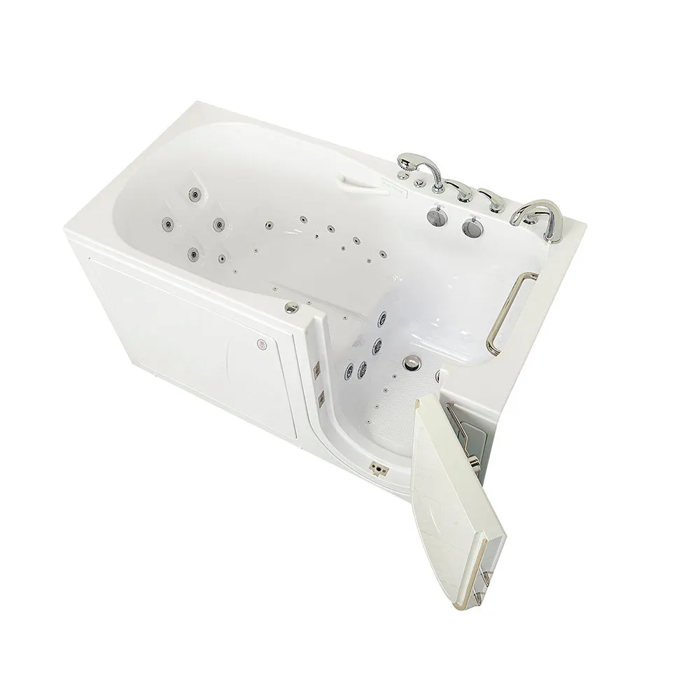 Ella Shak 36"x72" Acrylic Air and Hydro Massage w/ Independent Foot Massage Walk-In Bathtub , Right Outward Swing Door, 2" Dual Drain, Ella 5 Piece Fast Fill Faucet, Heated Seat and Backrest